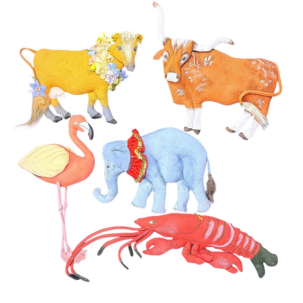Vintage Gladys Boalt Rare Animal‎ Ornaments Lot of 5 Handmade Artist Signed